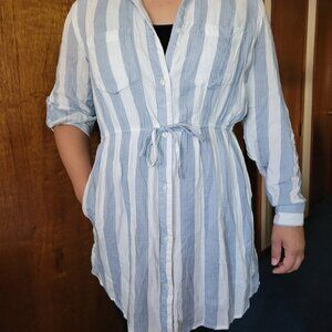 Blue and white striped tunic